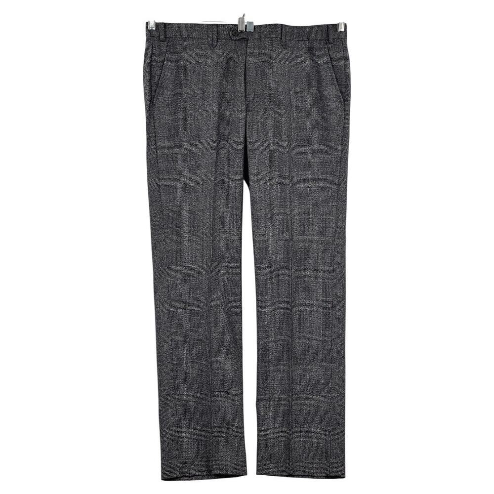 John Varvatos USA Gray Textured Wool Dress Pants Flat Front 39x33 P36 R EUC